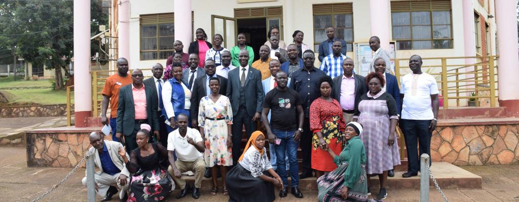  The Council and staff of  Mbale District freeze a moment with CAO and Speaker Wakiso District 